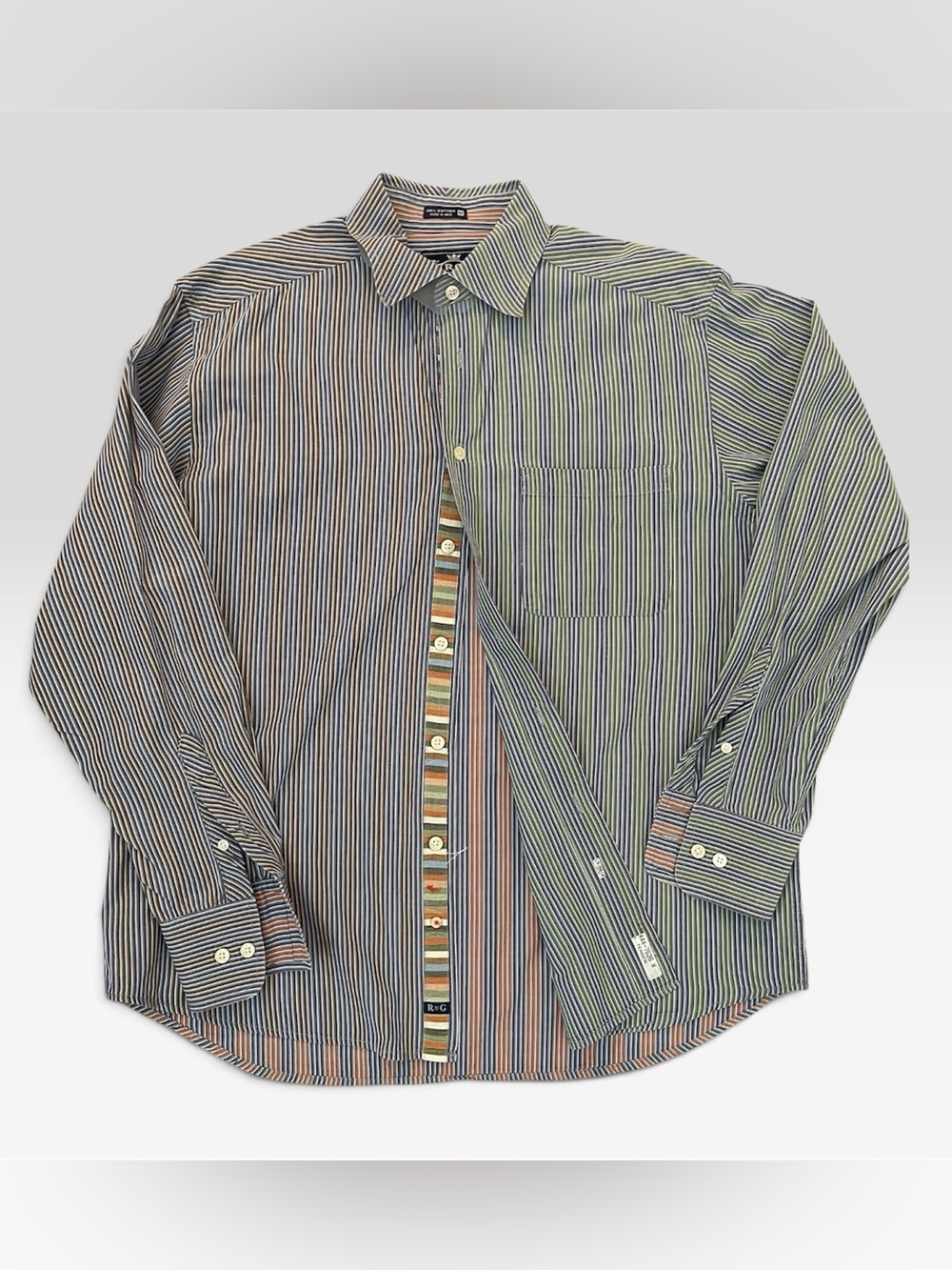 NWOT Robert Graham R&G Contrast Stripe Flip Cuff Shirt Medium